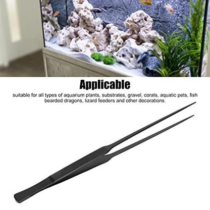Aquarium Tweezers,Stainless Steel Long Handle Straight Fish Tank Feeding Forceps Fish Feeding Pliers for Aquarium Plants Substrates Gravel Corals (Straight Tweezers)