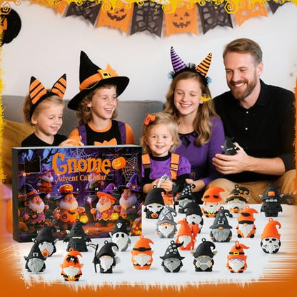 Gnome Advent Calendar 2026,Halloween Countdown Advent Calendar,Advent Calendar,with 24 Gnome Collectible Figures,Halloween Advent Calendars Gift kids Teen Adults - color: orange
