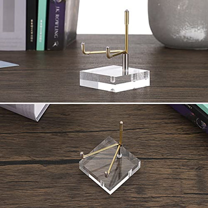 Hipiwe Adjustable Metal Arms Display Stand Easel with Acrylic Base, Medium | Display Easel Holder for Fossil Coral Geodes Rock Mineral Agate Crystals Seashell and Small Collectibles, 2x2x3 inch