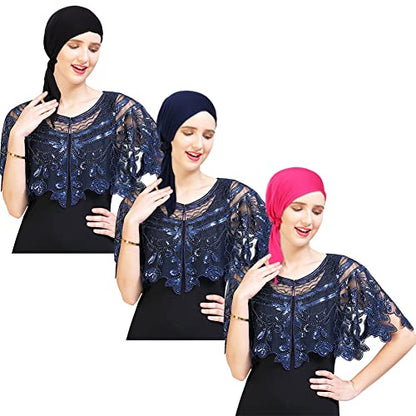 3 Packed Women's Pre Tied Head Scarves Slip On Chemo Beanies Hair Cover Headwrap Caps - color: A1-solid-3packed