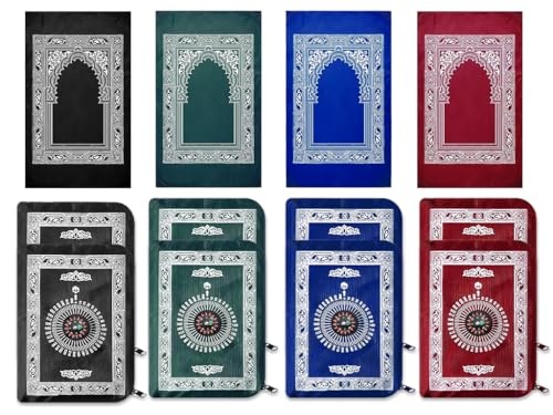 8PCS Portable Travel Prayer Mat with Compass, 60CM x 100CM Waterproof Polyester Prayer Rug, Muslim Travel Prayer Mat, for Ramadan Gifts, Islamic Muslim Prayer (4 Colors)