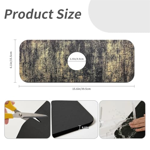 Kitchen Sink Splash Guard，Black and gold-1 Faucet Mat Sink Gadgets-Super Absorbent Fast Drying Mat Drip Catcher for Kitchen, Bathroom,Sink Mat, Dish Drying Mat, Bathroom(15" X 5.5" ) - color: Black and gold-1