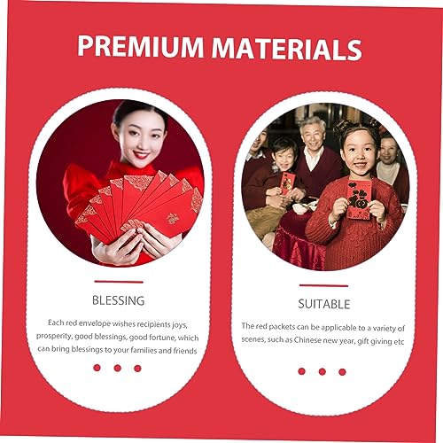 30pcs Spring Festival Red Envelopes Lucky Money Packets Hong Bao for Year Gifting Lightweight Design for Weddings Special Occasions