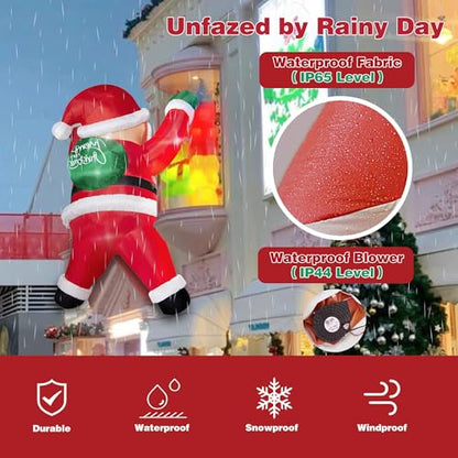 6FT Christmas Inflatables Outdoor Decorations Joy Hanging Santa Claus Gift Bag, Bright LED Lights Blow Up Giant Christmas Decor for Indoor Yard Outside Party Lawn Wall Porch Holiday - style: 6FT Hanging Joy Santa