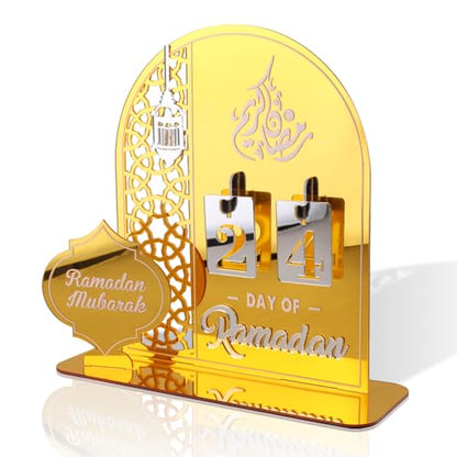 Acrylic Ramadan Countdown Calendar Mirror Golden Ramadan Decorations Eid Mubarak Count Down Desk Calendars Muslim Festival Reminder Kareem Ramadan Advent Calendar Party Decor Islam Holiday Ornaments
