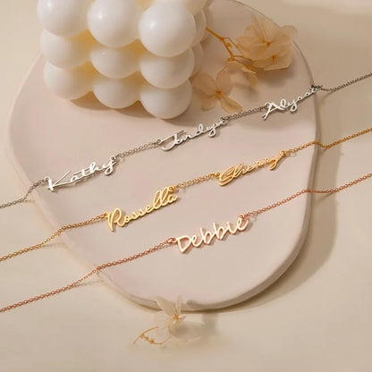 Ajiangwu 18K Gold Plated Name Necklace Personalized,Multiple Custom Name Necklace Family Necklace with Kids Names Customized Choker Necklace for Women - color: 3 Names