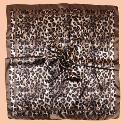 Head Scarf Hair Neck Scarves for Women Purse Bag Scarfs for Handbag Silky Satin Square Headscarf Fashion Hair Bandanas - color: Brown