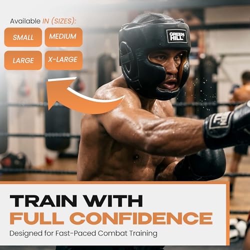 Green Hill Lux Training Leather Headgear for Men & Women | Protective headgear with secure fit and impact-absorbing padding for boxing, MMA, Muay Thai and sparring.