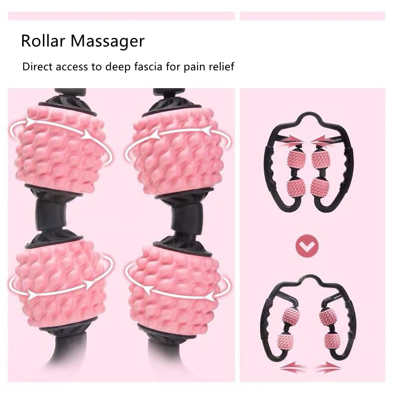 4 Wheels Foam Roller Muscle Massager for Leg Neck Hand Arm,Trigger Point Muscle Relax Massager Indoor Sports Yoga Bodybuilding Equipment (Purple) - color: Purple