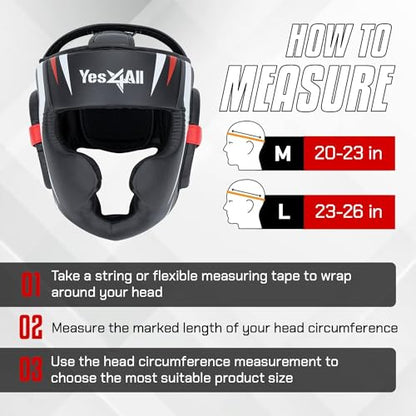 Yes4All Extreme Full Face Boxing Headgear, Adjustable Sparring Headgear, Martial Arts Helmet with PU Leather for Muay Thai, MMA Training, Sparring, Kickboxing - style: B.Large