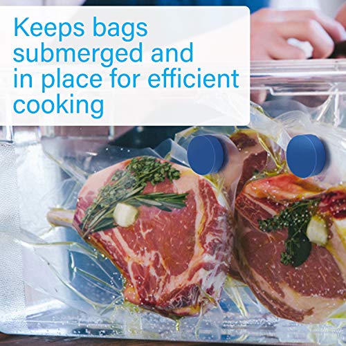 IMPRESA Sous Vide Clips & Magnets 10-Pack Blue Silicone - Secure Clamping with Silicone Sous Vide Clamps - Strong Holding Power for Bag Clips - Adjustable Magnet Slide for Precise Positioning