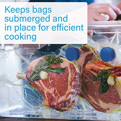 IMPRESA Sous Vide Clips & Magnets 10-Pack Blue Silicone - Secure Clamping with Silicone Sous Vide Clamps - Strong Holding Power for Bag Clips - Adjustable Magnet Slide for Precise Positioning