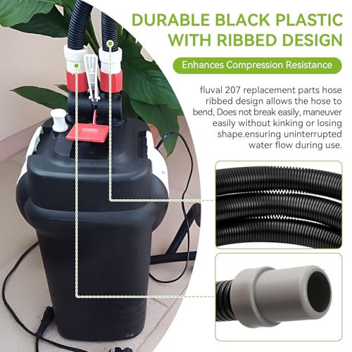 A20014 Ribbed Hosing Replacement for Fluval 106/107/206/207 Canister Filter, 13.9Ft Aquarium Tubing, Aquarium Filter Replacement Part, 4.23m Canister Filter Replacement Parts