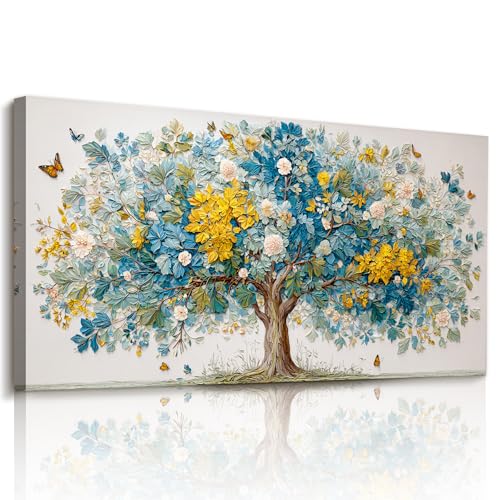 imjiayu Tree of Life Wall Art, Abstract Nature Canvas Print 24"x48" - color: Bloom Flower Tree, size: 48"L x 24"W
