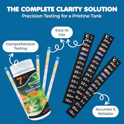 SunGrow Test Kit for Aquarium, Accurate Water Quality Monitoring, Essential Tool for Fish Keepers and Tank Maintenance, 1 Bottle with 100 Strips & 3-Piece Sticker Thermometer, 1 Set Per Pack - size: 100 Strips + 3 Thermometers