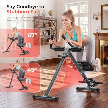 OWLSKY Ab Machine, Adjustable Ab Trainer Machine for Abs Workout at Home Gym, Foldable, Knee Protection, LCD Monitor, Device Holder, 400 LBS,Abdominal Trainer for Stomach Workout - style: A-Black
