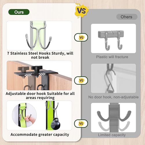 Hikeen 7 Hooks Stainless Steel Hanging Hockey Drying Rack- Hold Up to 85 lbs, Portable Durable Hockey Gear Drying Rack to Heavy Weight for Home, Travel & Outdoor Use