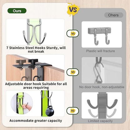 Hikeen 7 Hooks Stainless Steel Hanging Hockey Drying Rack- Hold Up to 85 lbs, Portable Durable Hockey Gear Drying Rack to Heavy Weight for Home, Travel & Outdoor Use