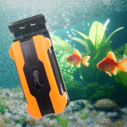 hygger Aquarium Magnetic Brush, Fish Tank Glass Algae Scrubber with Detachable Stainless Steel and Plastic Scraper, Magnetic Fish Tank Cleaner for Glass/Acrylic Fish Tank - size: M for tank thickness ≤ 0.6"