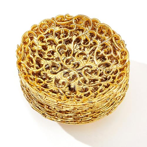 12 Pcs Gold Ramadan Tray Eid Mubarak Tray Ramadan Plate Reusable Snack Serving Plate for Ramadan Festival Desktop Decoration