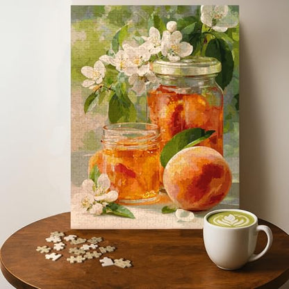 Peach JAM Food Jigsaw Puzzle - 500 Pieces Wooden Puzzle for Adults, Wall Art Gift, Finished Size: 20 x 15 Inch - color: Peach Jam - 500 Pieces