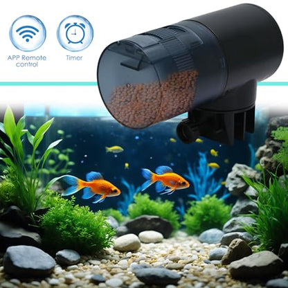 WiFi Automatic Fish Feeder (2.4GHz Only), Smart Fish Feeder with Timer & App Control, 3 Ports Dry Food Dispenser for Aquarium/Tank, Ideal for Vacation & Daily Use