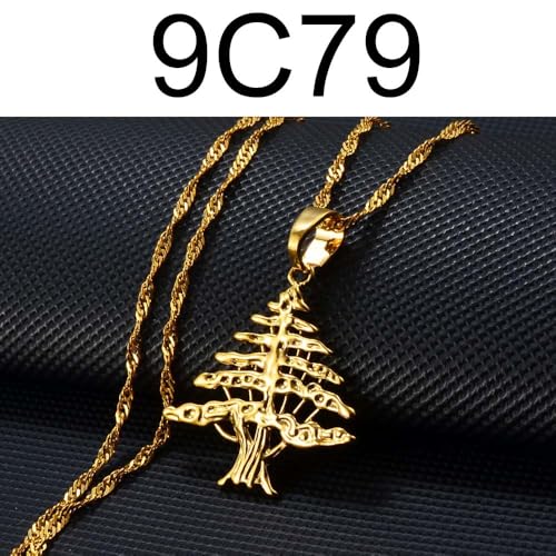 Liban Pendants Necklaces Lebanese Cedar Jewelry Lebanon Map Eastern Rite Church Maronite Cross Allah Symbol - color: Gold Color 4