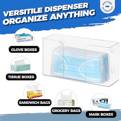 Storage Standard Glove Box Holder Dispenser - Kitchen, Medical, & Latex Gloves Holder Wall Mount or Countertop, Universal Fit - Thick Acrylic, Easy to Use, Slide, & Load Open Top Design - Clear - color: Clear - Single