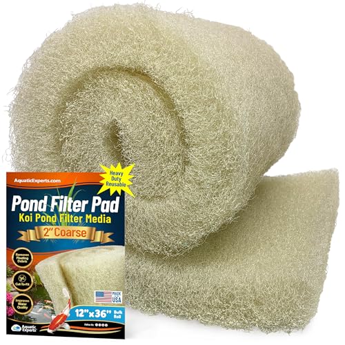 Aquatic Experts Cream COARSE Pond Filter Pad - 2 inch Thick - Bulk Roll Water Garden Filter Pond Media - Made in USA, (12" x 36") - size: 12" x 36"