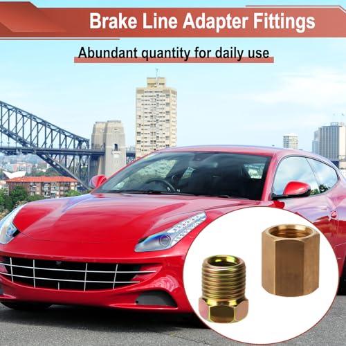 1/4 Brake Line Pressure Fittings, 12 Pieces 7/16 Inch Brake Line Fittings | 24 Threads Brass Brake Line Fitting Assortment for 1/4 Inch Brake Line Tube (4 Unions, 8 Nuts) - size: 7/16 Inch (pack of 1)