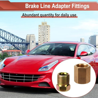 1/4 Brake Line Pressure Fittings, 12 Pieces 7/16 Inch Brake Line Fittings | 24 Threads Brass Brake Line Fitting Assortment for 1/4 Inch Brake Line Tube (4 Unions, 8 Nuts) - size: 7/16 Inch (pack of 1)