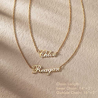 DayOfShe Custom Name Necklace for Women Gifts, 18K Gold Plated Layered Names Necklace Personalized Gifts for Birthday - color: Two Names-Layered