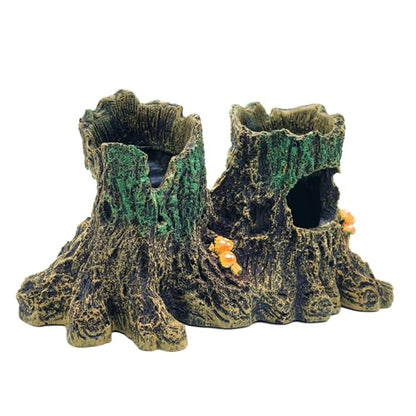 M2cbridge Aquarium Betta Log Resin Hollow Tree Trunk Stump Shelter | Natural look resin tree trunk, zero maintenance, rinse with water before use - color: Tree Stump