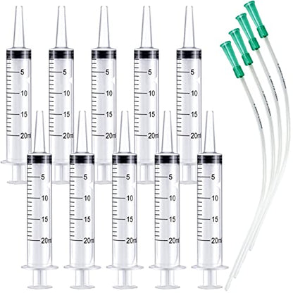 10pcs 20ml Plastic Syringes with 4pcs 13inch Tubing, Syringe for Liquid in Scientific Lab, Pet Feeding, Glue Syringe for Craft Making, Epoxy Resin, Lubricant, Sealants, Lip Gloss Filling and Supplies - size: 10pcs 20ml syringes with 4 tubings