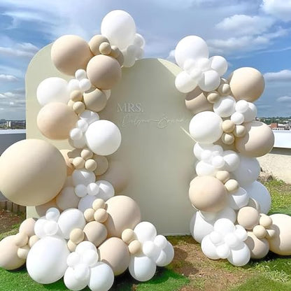 Double Stuffed White Sand Balloons Different Sizes 18In 12In 5In Light Grey Pastel Balloon Garland Kit Off White Balloon Arch For Birthday Baby Shower Bridal Wedding Neutral Boho Theme Party - color: Double Stuffed White Sand