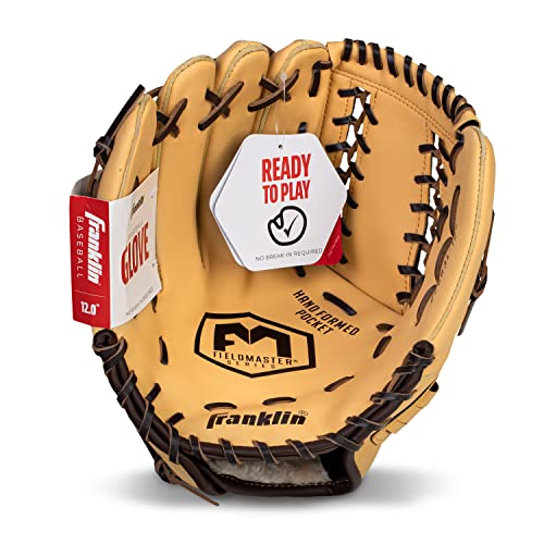 Franklin Sports Field Master Baseball + Softball Glove - Field Master Adult + Youth Baseball + Softball Mitt - Men's + Women's Gloves - color: Camel, style: 12" - Trapeze Web