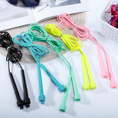 10 Pack Jump Ropes for Kids, Adjustable Jumping Ropes, 5 Colors | Lightweight Speed Rope, PVC Skipping Rope with Plastic Handles for Women, Men, Outdoor Fitness Exercise, Training, Racing