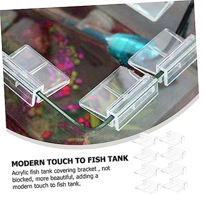 UPKOCH 8Pcs Acrylic Aquarium Lid Supports Durable Fish Tank Cover Bracket for Tanks for Easy Cleaning and Maintenance Sturdy Lid Clips for Various Aquatic