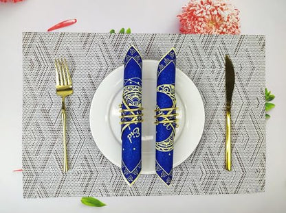 Navy Blue Eid Mubarak Letter Design Ramadan Mubarak Themed Paper Napkins for Eid Mubarak Party Table Supplies Decorations(6.5 in, 24-Pack)