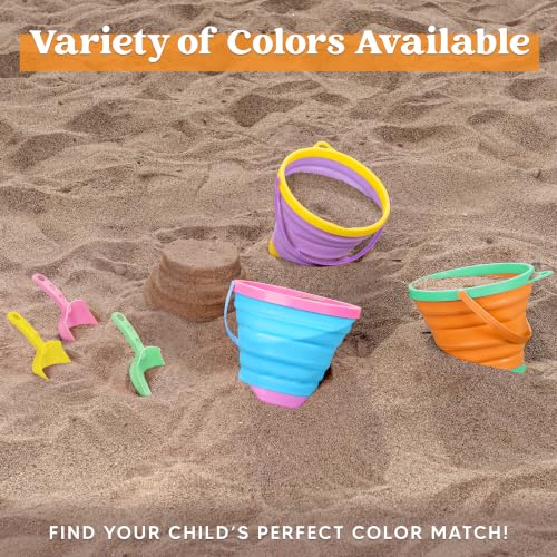 JOYIN 3 Packs Foldable Pail Bucket with Shovels & Mesh Bag, Collapsible Buckets Multi Purpose for Beach, Camping Gear, Beach Party, Fishing, and Fun Summer Activities (Orange/Blue/Purple) - color: Orange/Blue/Purple