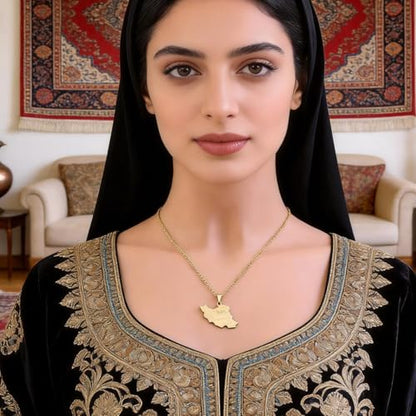 Iran Necklace Iran Map Charm Necklaces Dainty Gold Necklaces for Women Silver Jewelry Gifts for Women - color: A1