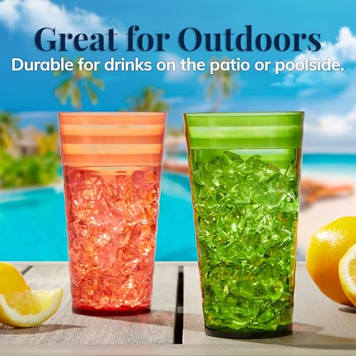 US Acrylic Splash [Set of 16] 18 ounce Plastic Stackable Water Tumblers in Jewel Tone Colors Value Set of Drinking Cups, Reusable, BPA-free, Made in the USA, Top-rack Dishwasher Safe - color: Jewel Tone