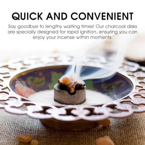 Sunlight® Charcoal Tablets for Incense– Quick Light Charcoal Tablets – Charcoal Disk Lights – 33 mm Resin Burner Rolls – – Charcoal Burner - Instant Fire Coal Tablet (100 Count (Pack of 1)) - size: 100 Count (Pack of 1)
