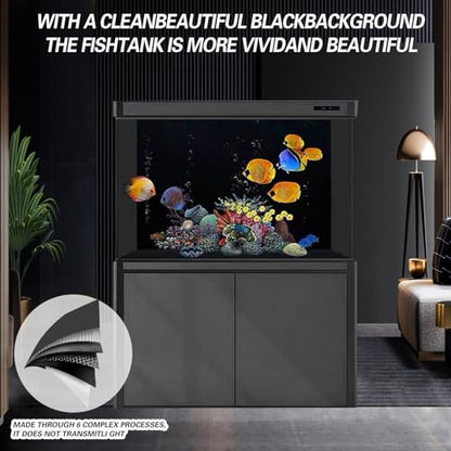Black Aquarium Background Film, Static Cling PVC, 19.6" H × 59" W | Glue-Free Static Cling • Easy to Apply • No Residue • Blocks Rear Light • Makes Fish Colors Stand Out • Reusable - size: 19.6"H × 59"W