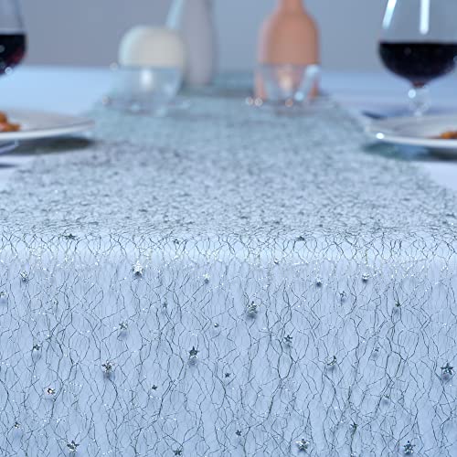 OSVINO Starry Moon Table Runner, Sequin Glitter Mesh for Wedding Party - color: Green