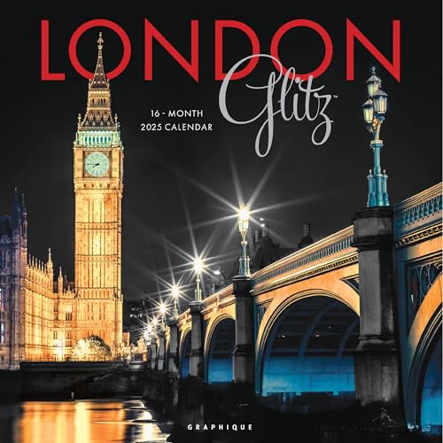 Graphique 2025 London Glitz Wall Calendar | 12” x 12” | Thick Paper | Home & Office Organizer | Large Monthly Grid | 3 Languages & Marked Holidays | 4 Month Preview Page for 2026 - color: London Glitz, style: NEW 2025
