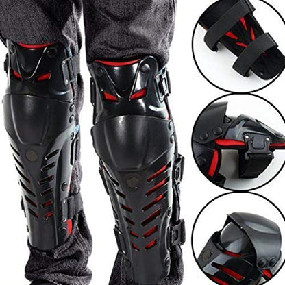 Motorcycle Knee Shin Guard Pads, Long Leg Sleeve Crashproof Motocross Protective Gear Armor Bendable Adjustable Mtb Knee Pads for Men Mountain Biking Racing (Black) - color: Black