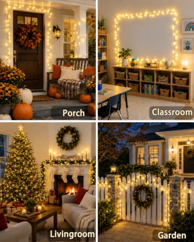 2 Pack 200 LED Battery Operated String Lights, 8 Modes Twinkle Fairy Lights - color: Warm White, size: 2PK(100LED)