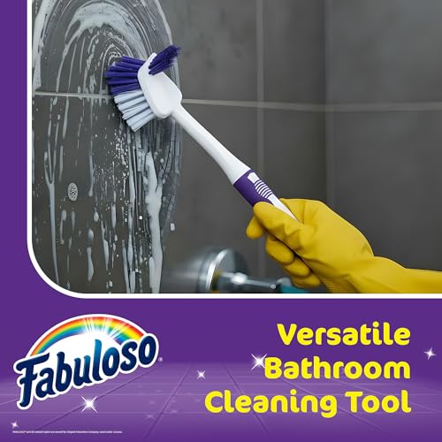 Fabuloso Long Tile Brush with Spot Scrubber, White and Purple, 11 Inch - size: Tile Brush w/ Spot Scrubber