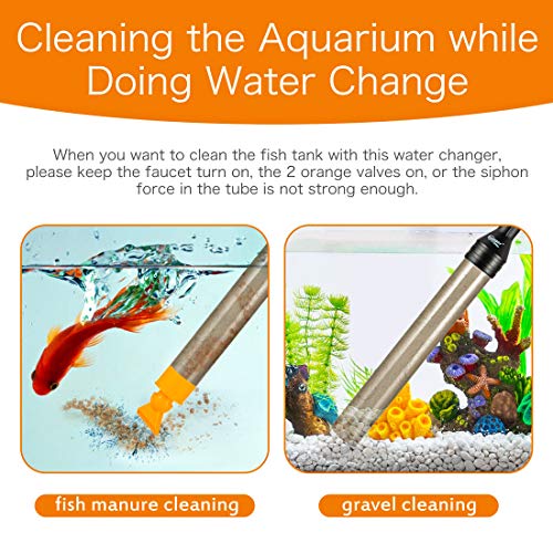 hygger Upgrade Aquarium Water Changer Kit, Semi-Automatic Fish Tank Gravel Cleaner, with 25 FT Water Hose, Flow Control Valve - size: 25FT